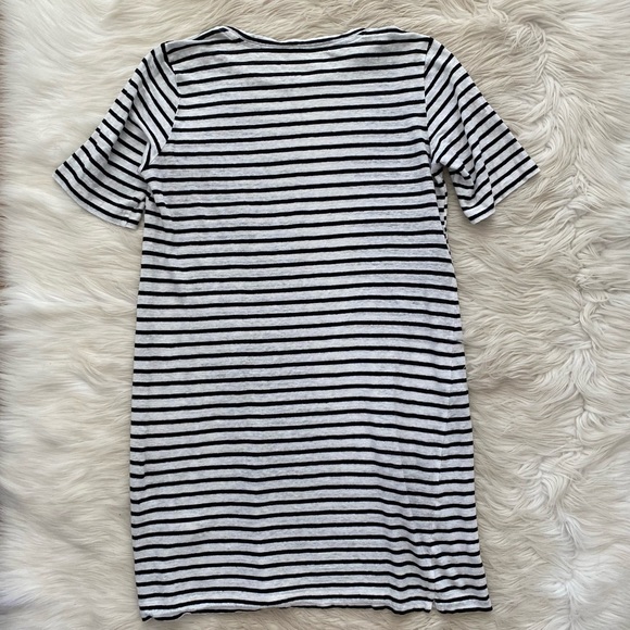 Eileen Fisher White Black Striped Organic Linen Dress - Picture 7 of 10